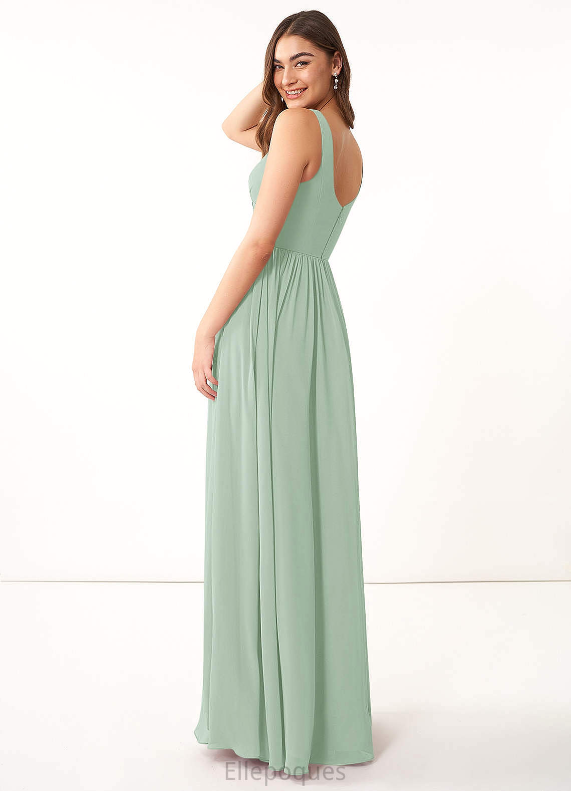 Pam Sleeveless One Shoulder Natural Waist Spandex Floor Length Trumpet/Mermaid Bridesmaid Dresses