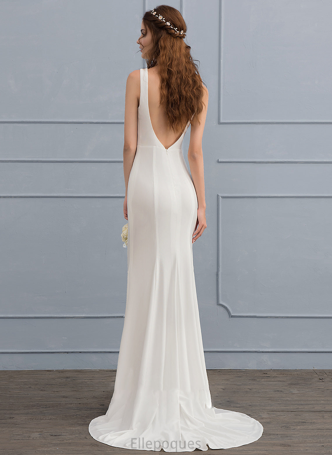 Jersey Trumpet/Mermaid Dress Sweep Wedding Train Neck Sarahi Scoop Wedding Dresses