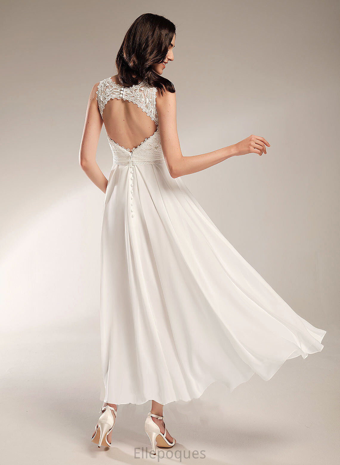 Wedding Dresses Bella Neck Scoop Asymmetrical Dress A-Line Wedding