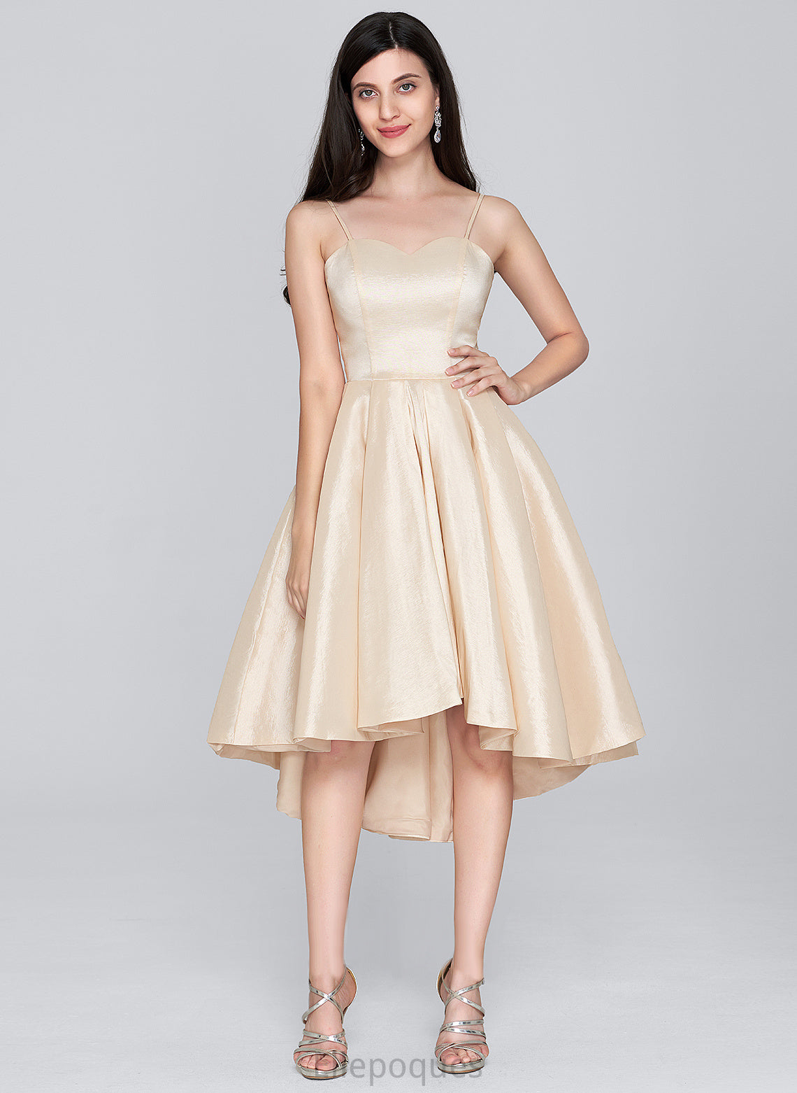 Asymmetrical With Neck Homecoming Dresses Homecoming Dress Taffeta A-Line Scoop Lace Saige