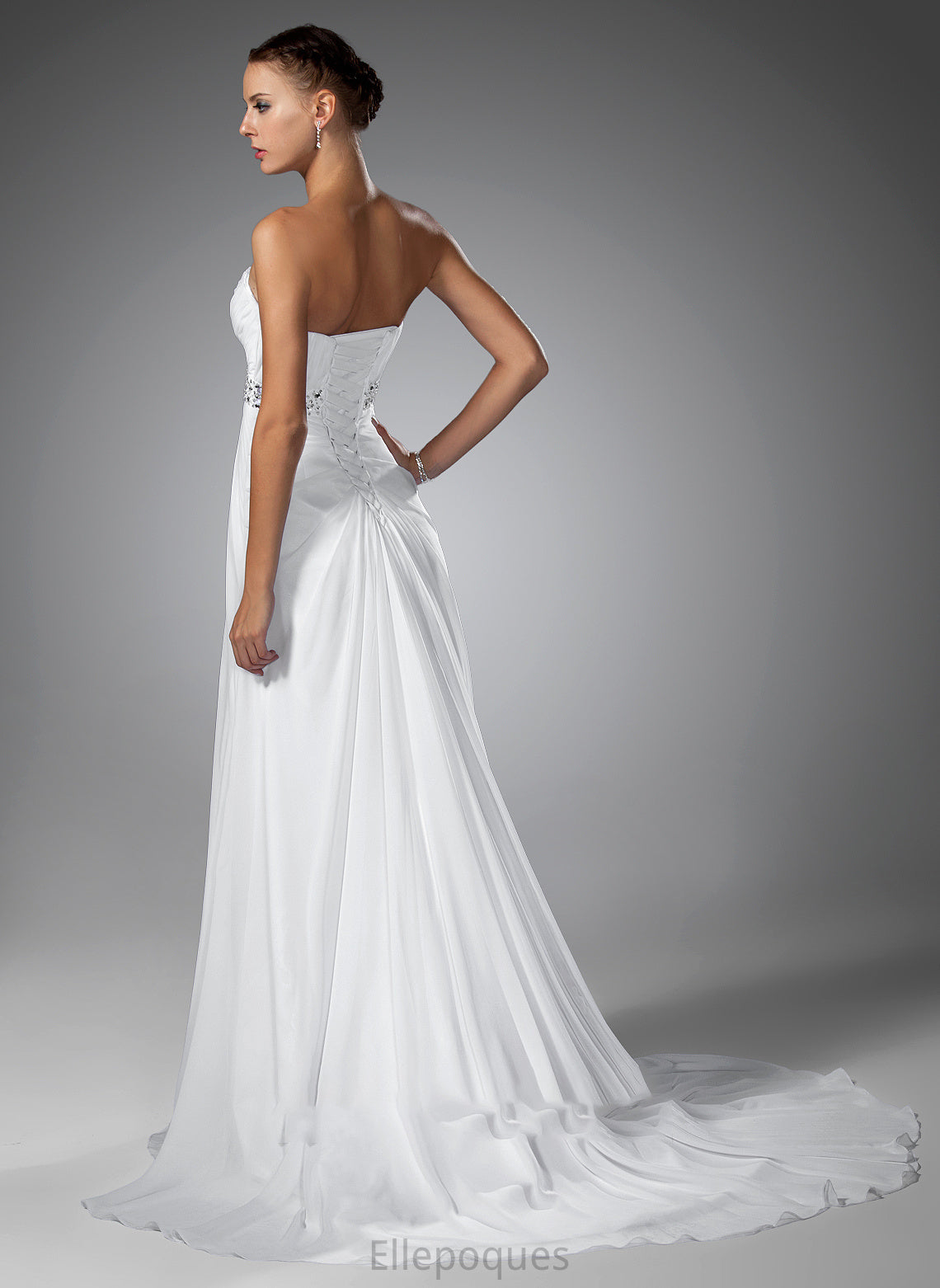 Empire Train Wedding With Sweep Beading Dress Jimena Ruffle Wedding Dresses Chiffon Sweetheart