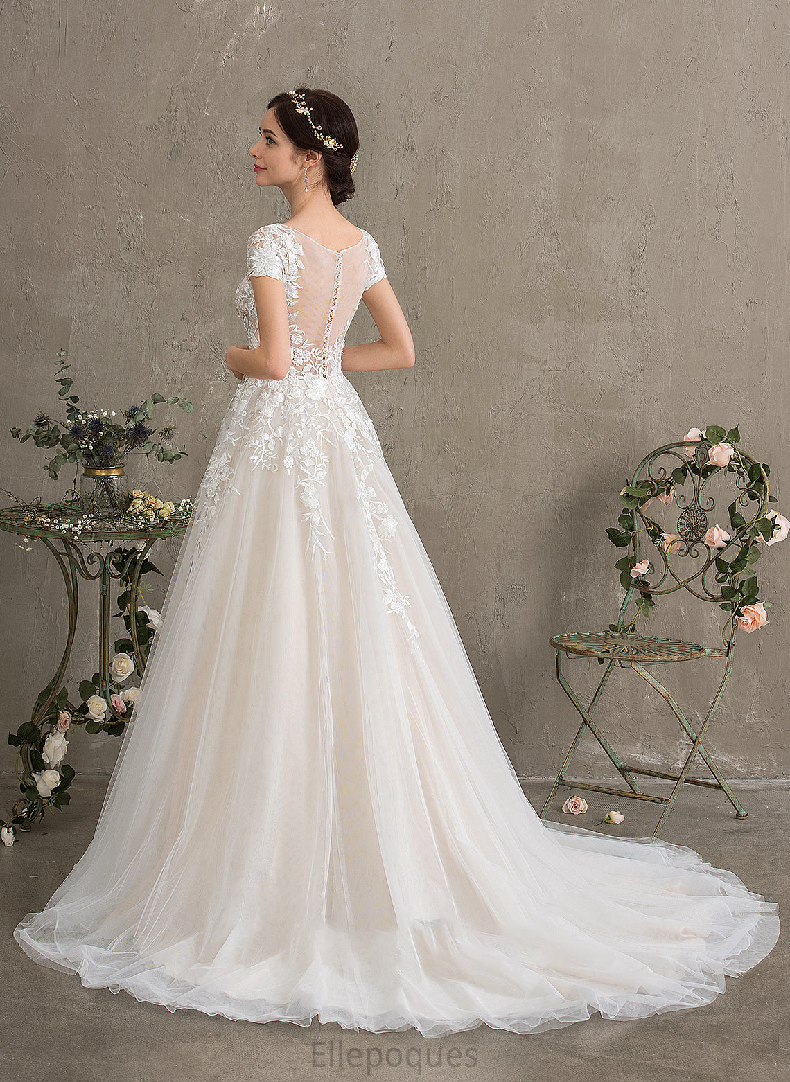 Ball-Gown/Princess Court Wedding Dresses Train Tulle Wedding Dress Jaylin Illusion