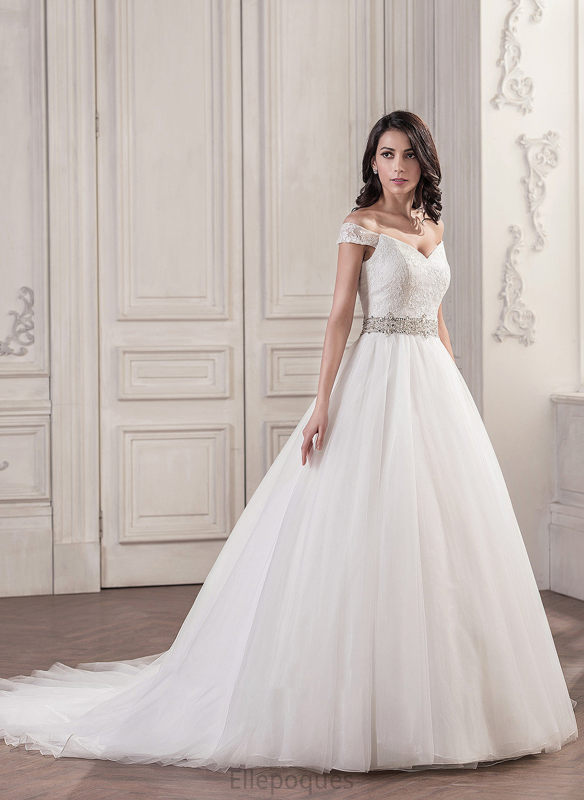 Dress Cathedral Erica Wedding Dresses Ball-Gown/Princess Train Wedding Tulle With Beading Sequins