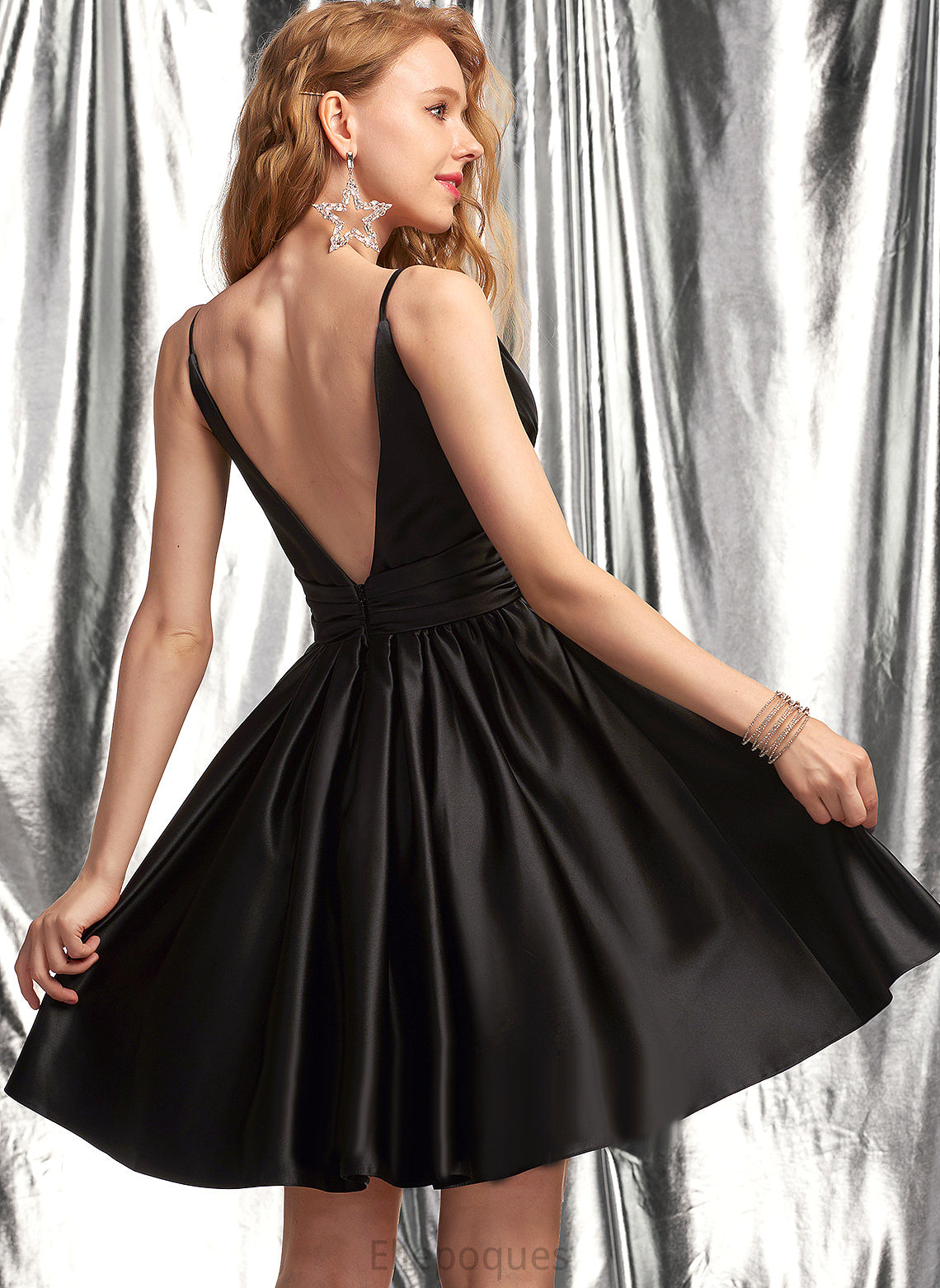 A-Line V-neck Satin Short/Mini Homecoming Dresses Helen Homecoming Dress