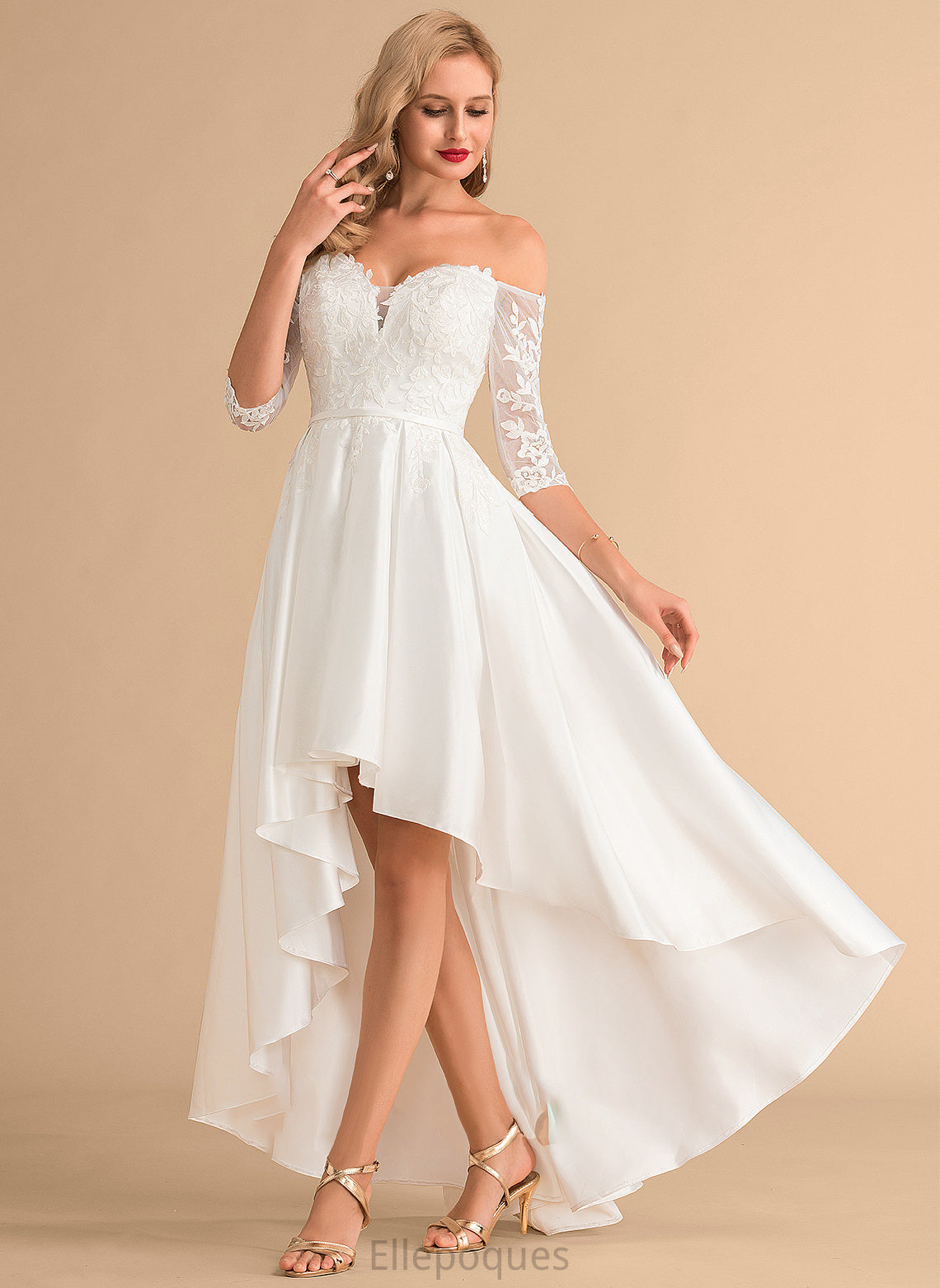 Wedding Dresses Dress Lace Satin Wedding A-Line Mandy Asymmetrical