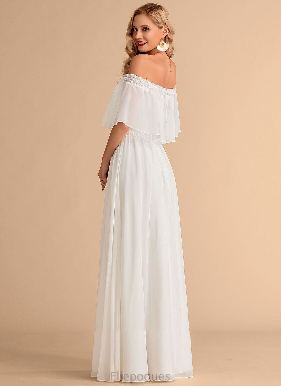 Floor-Length With Chiffon Wedding Wedding Dresses Front Lydia Dress Split A-Line