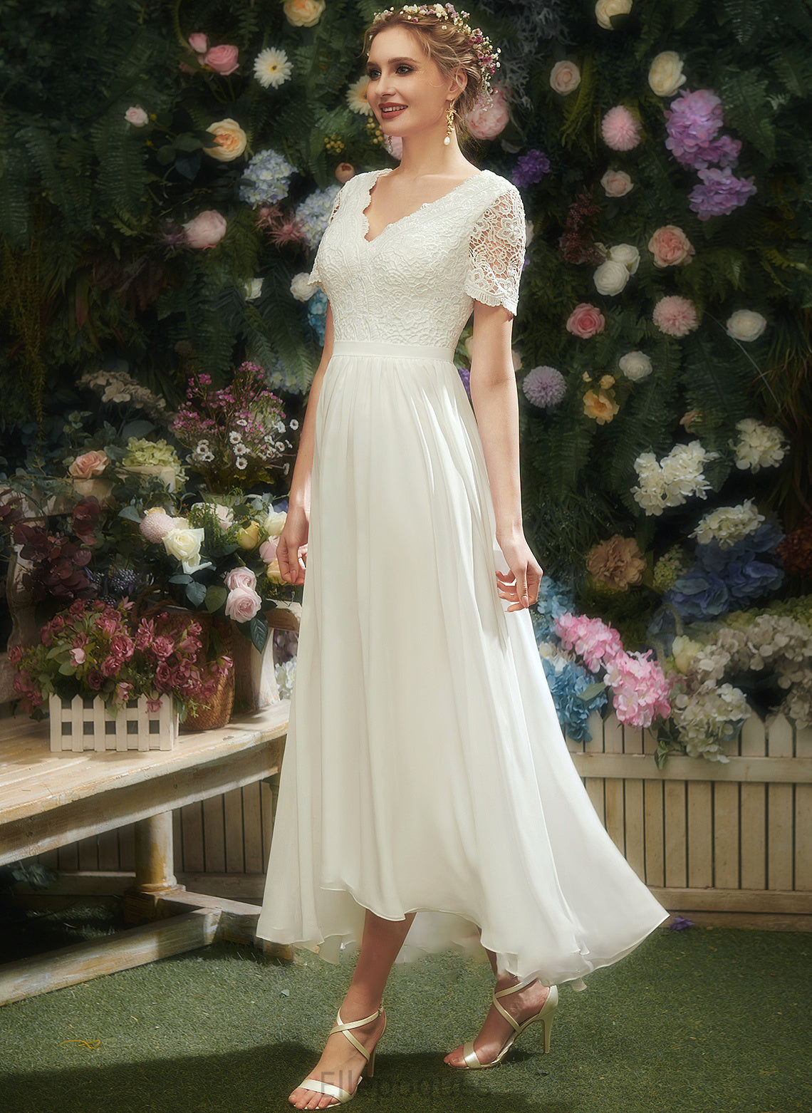 Wedding Wedding Dresses A-Line With Dress Zion V-neck Asymmetrical Lace