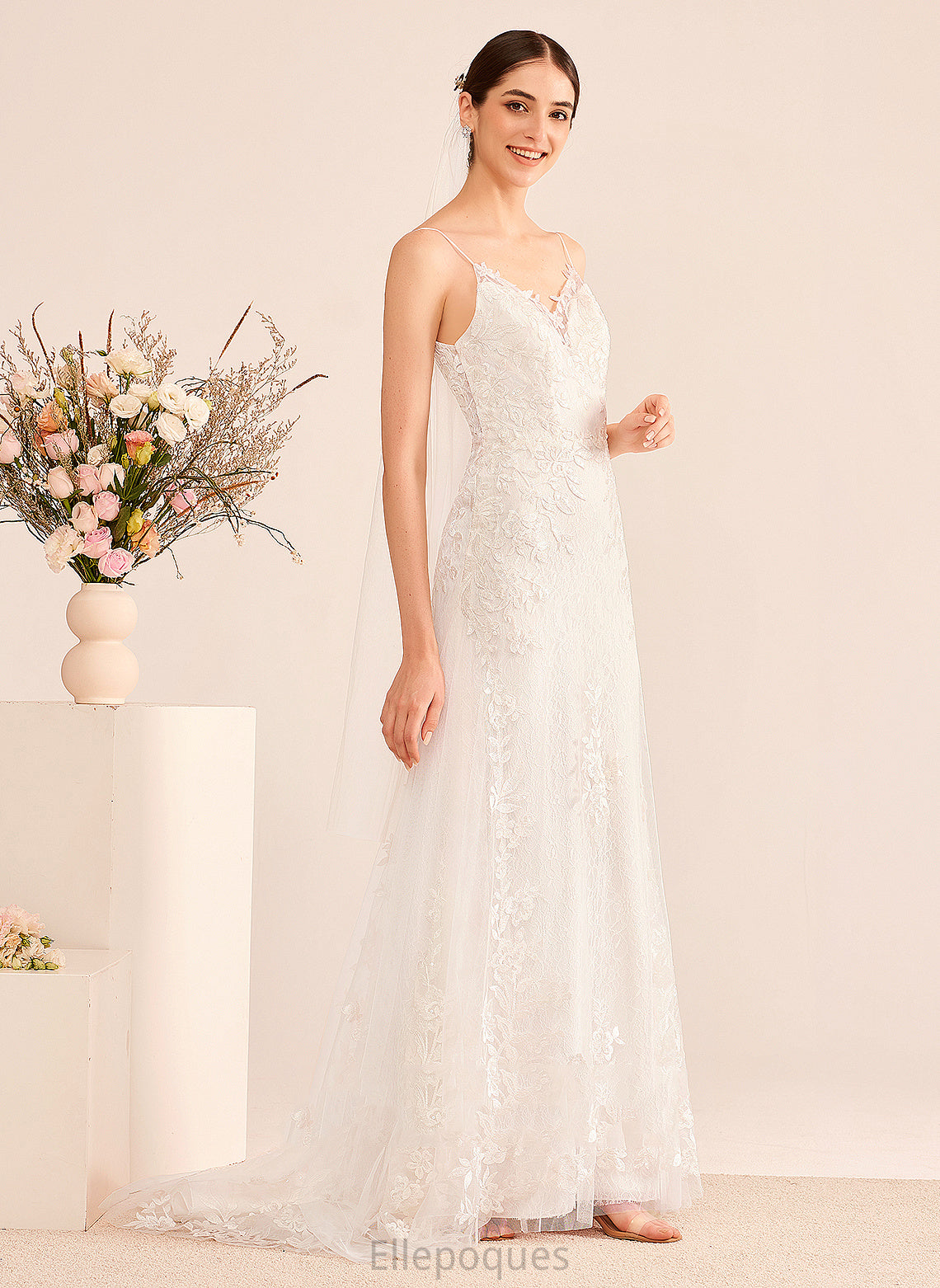 Dress Nadia Train Lace V-neck With Sequins Court Wedding Dresses Wedding A-Line Tulle