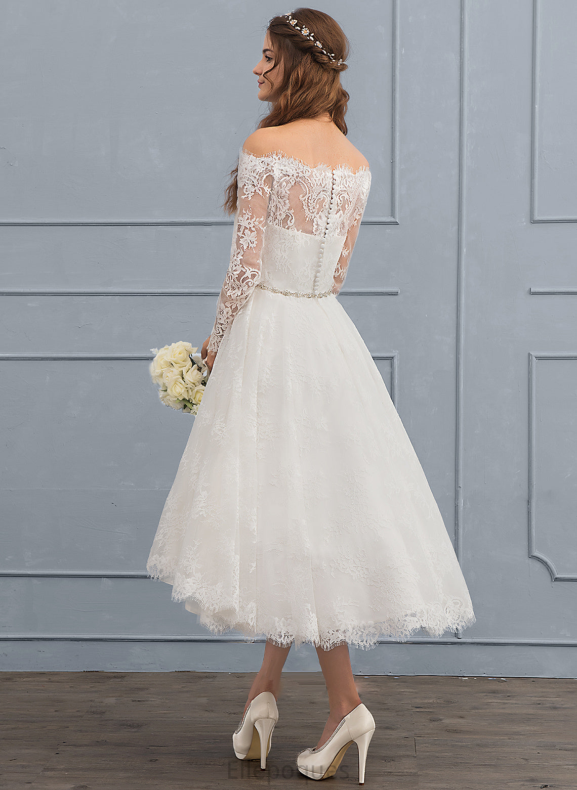 Dress A-Line With Wedding Asymmetrical Beading Lace Wedding Dresses Kianna