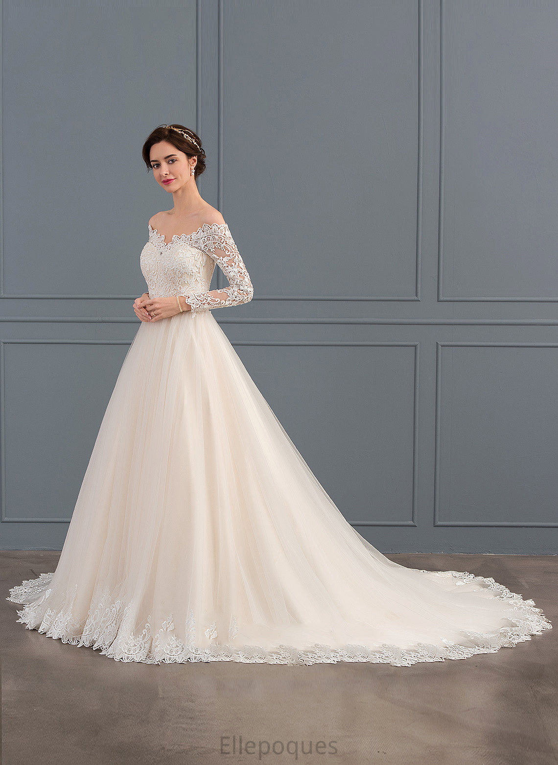 Chapel Peggie Tulle Dress Train Wedding Off-the-Shoulder Wedding Dresses Ball-Gown/Princess Lace