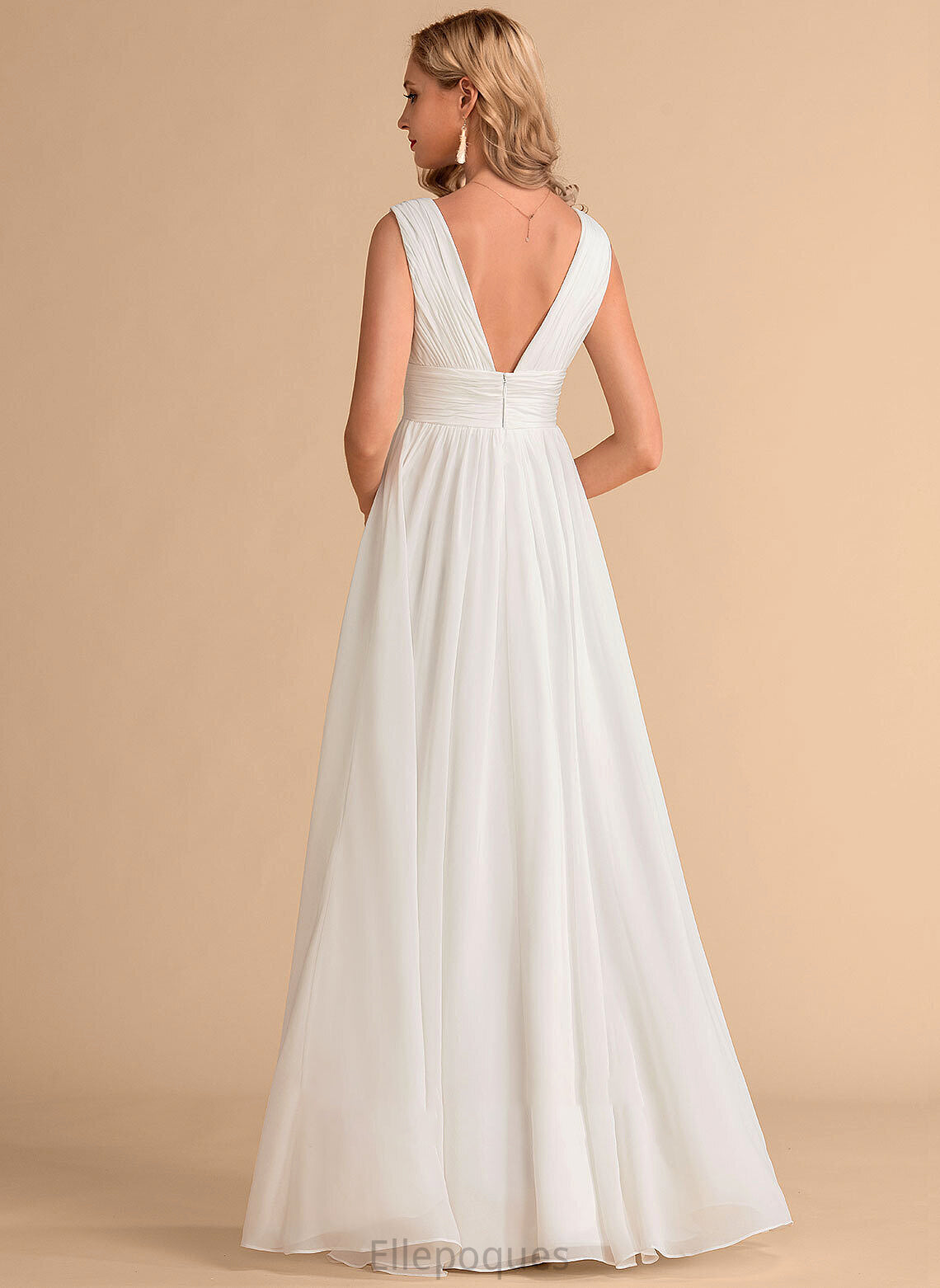 Floor-Length A-Line Chiffon Wedding Dresses Dress Front Anabelle With Split Wedding V-neck