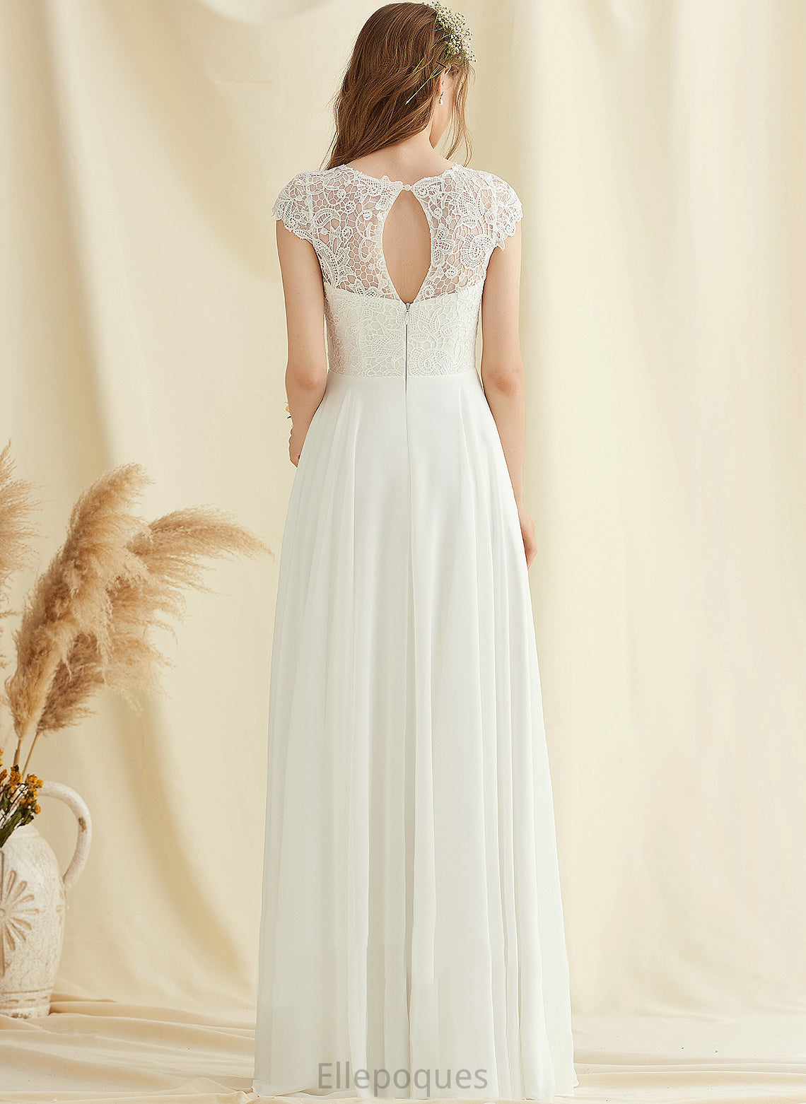 A-Line Lace Wedding Dress Wedding Dresses Ashlyn Chiffon Scoop Floor-Length