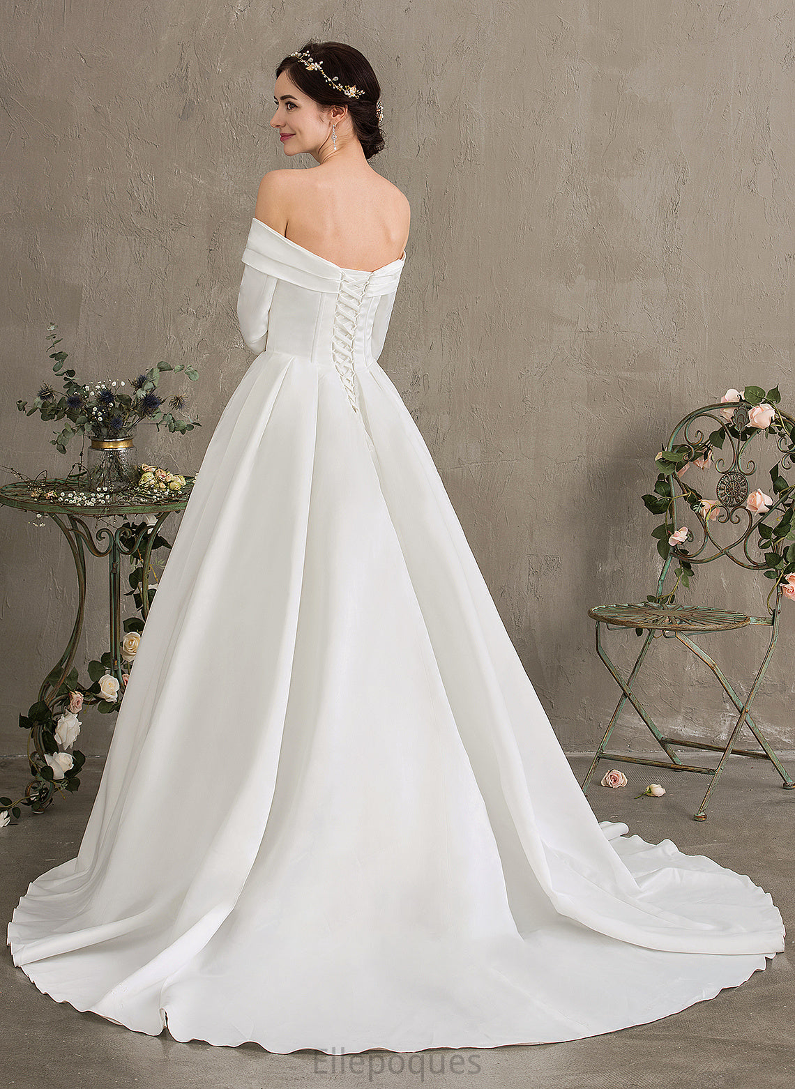 Court Makenna Ball-Gown/Princess Dress Wedding Wedding Dresses Satin Train