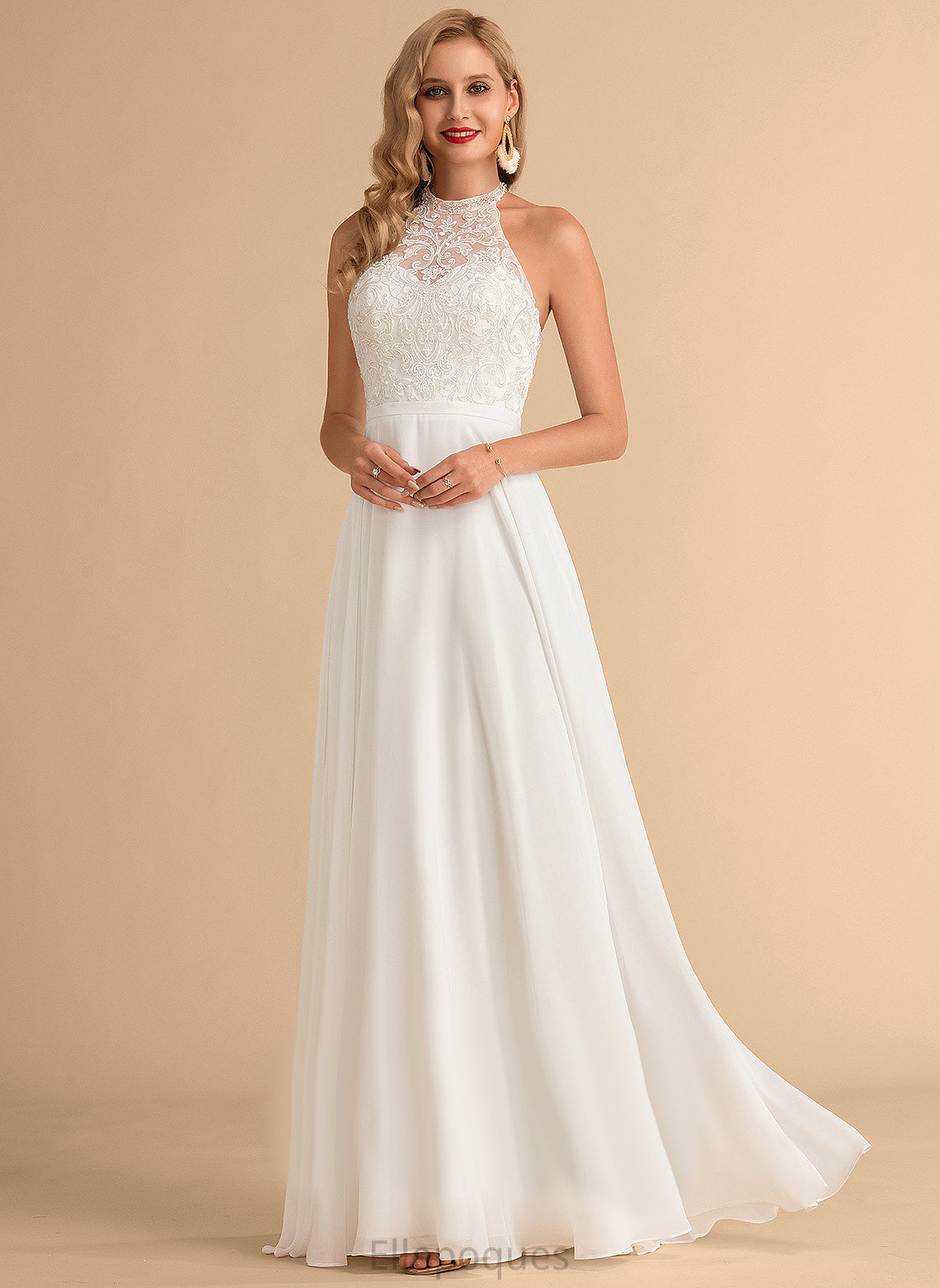 Wedding Dresses Lace Wedding A-Line Neck High Anastasia Dress Chiffon Floor-Length