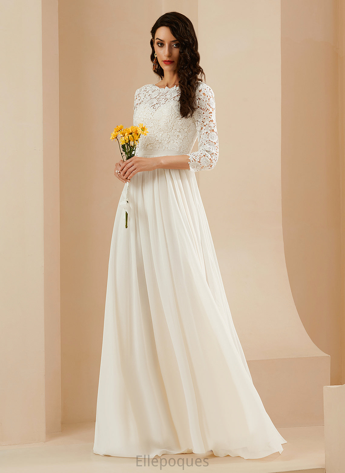 Wedding Sweep Train With Madge Wedding Dresses A-Line Neck Chiffon Lace Scoop Dress