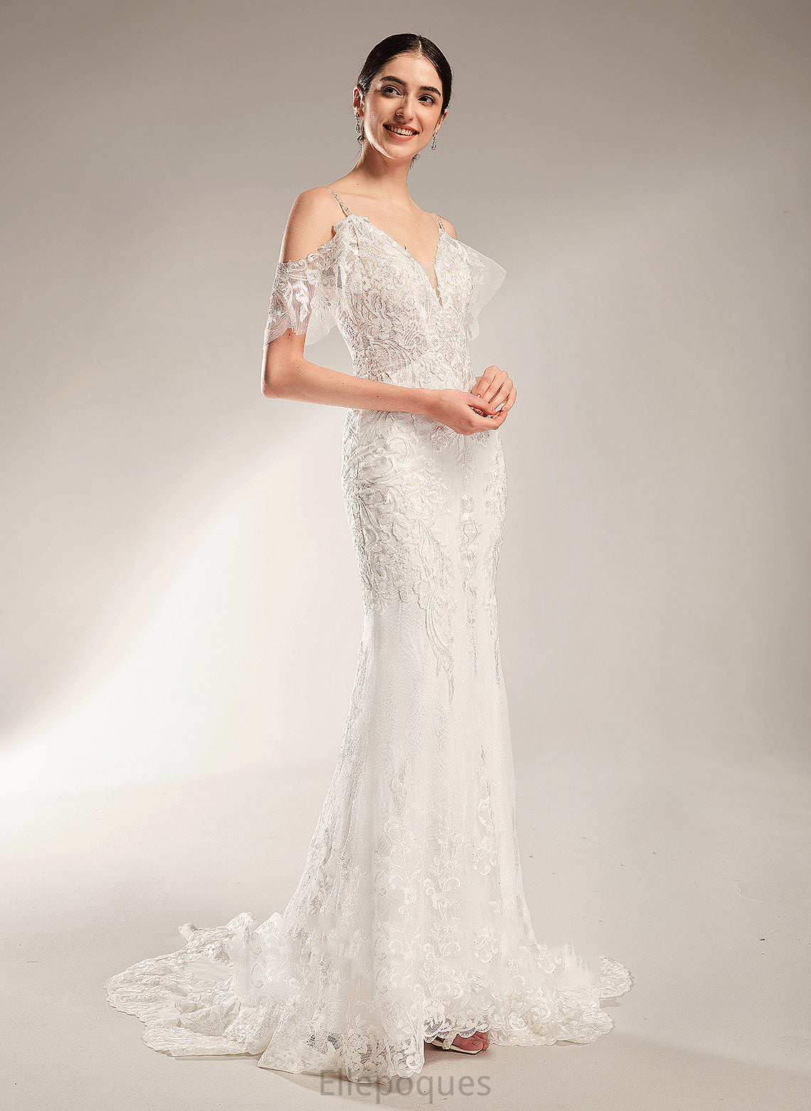 Chapel Dress Wedding With Tulle Lace Beading Trumpet/Mermaid Train Sequins Wedding Dresses Precious V-neck