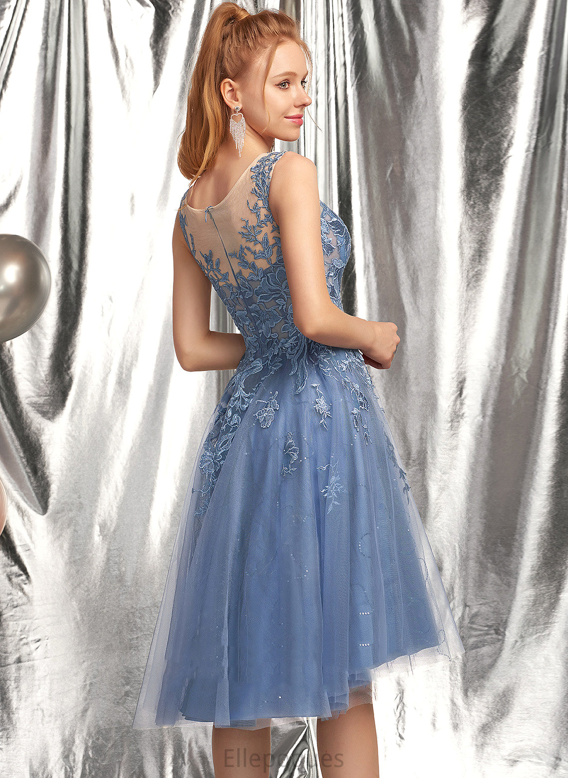 Tulle Dress Homecoming Dresses Asymmetrical Scoop Maryjane Lace Homecoming With A-Line Neck Sequins