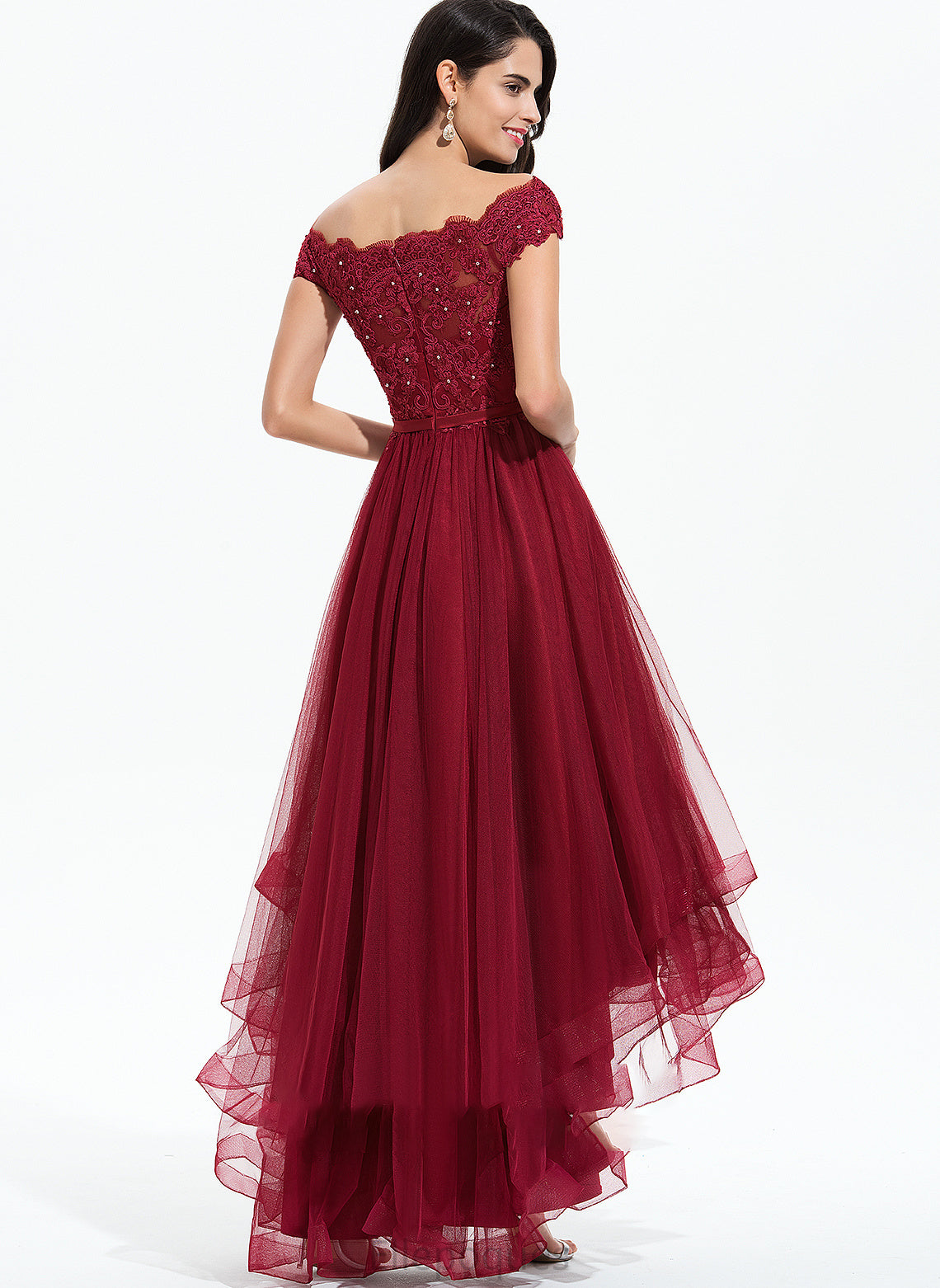 Wedding Dresses Wedding Giana Dress Ball-Gown/Princess With Beading Off-the-Shoulder Asymmetrical Tulle Bow(s) Sequins