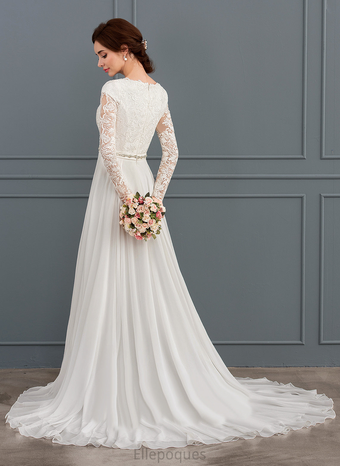 Wedding Dresses Beading A-Line Wedding Dress Lace Court With Chiffon Aryanna Train