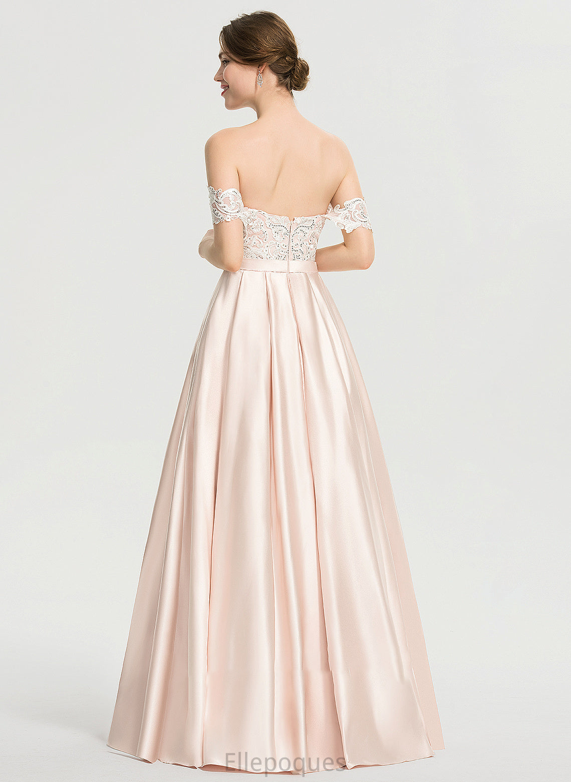 Shyann Satin Off-the-Shoulder Floor-Length Sequins Wedding Wedding Dresses Dress With Ball-Gown/Princess