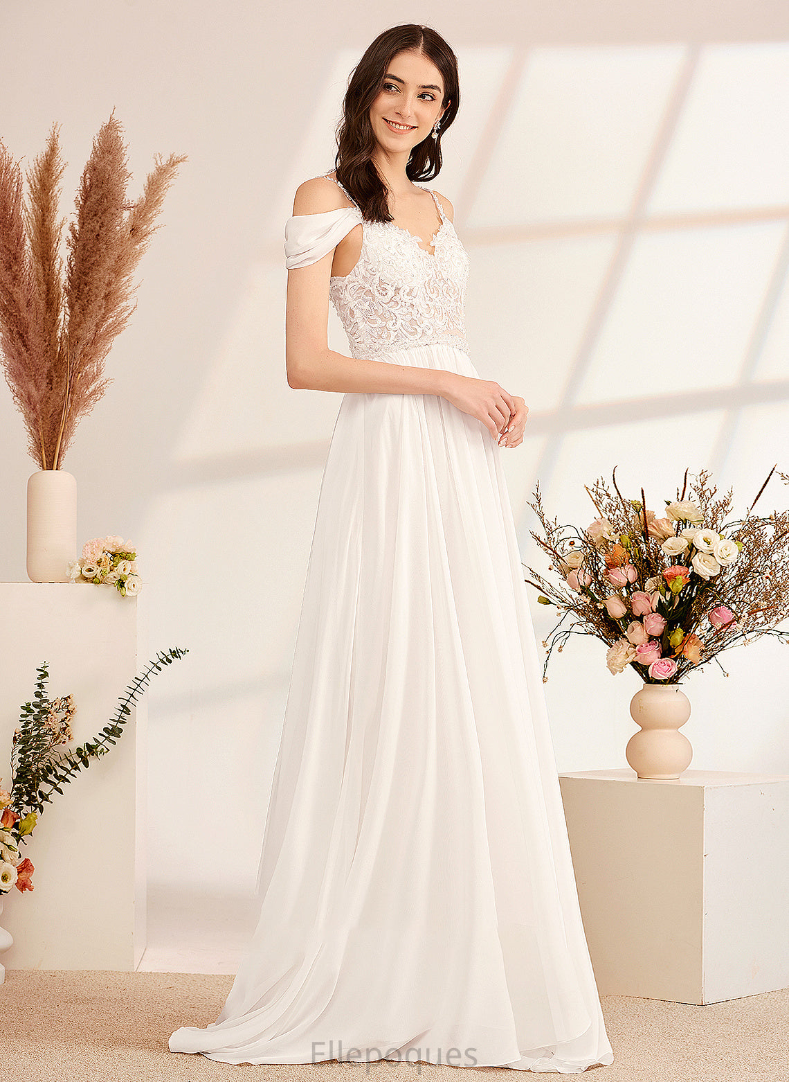 Sequins A-Line Harriet Wedding Dresses Dress Wedding Sweep With V-neck Beading Train