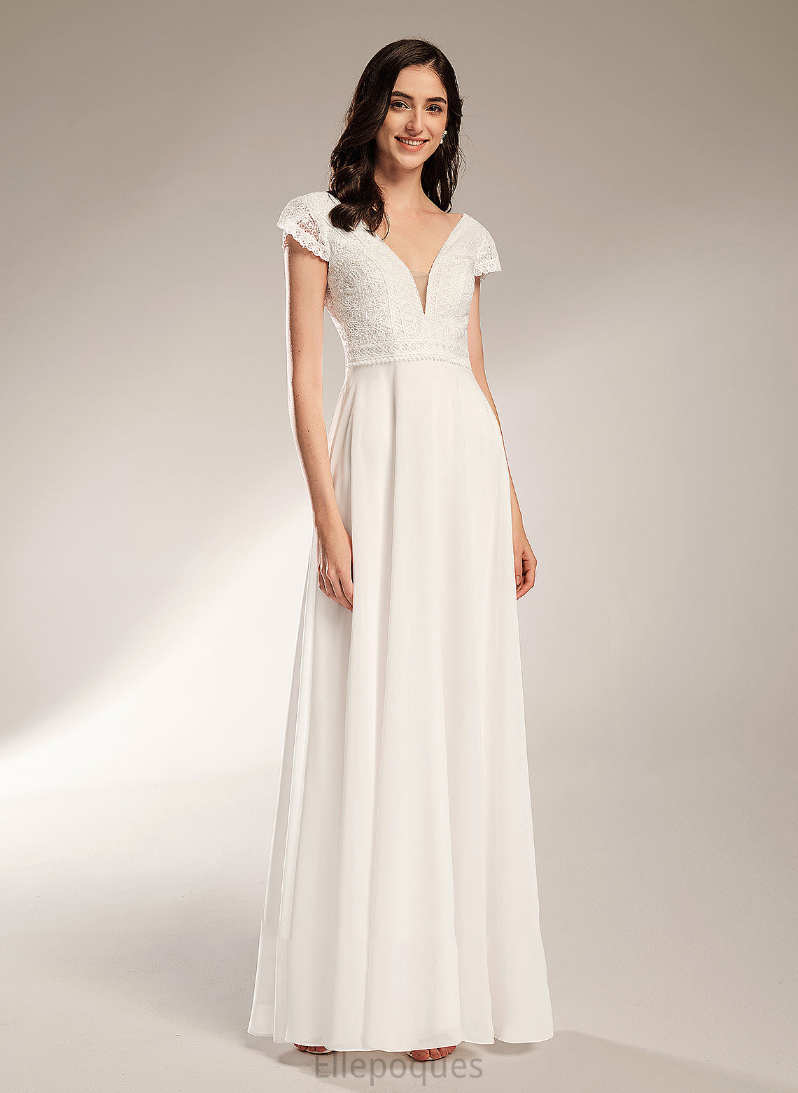 Wedding V-neck Dress Wedding Dresses Floor-Length A-Line Nita