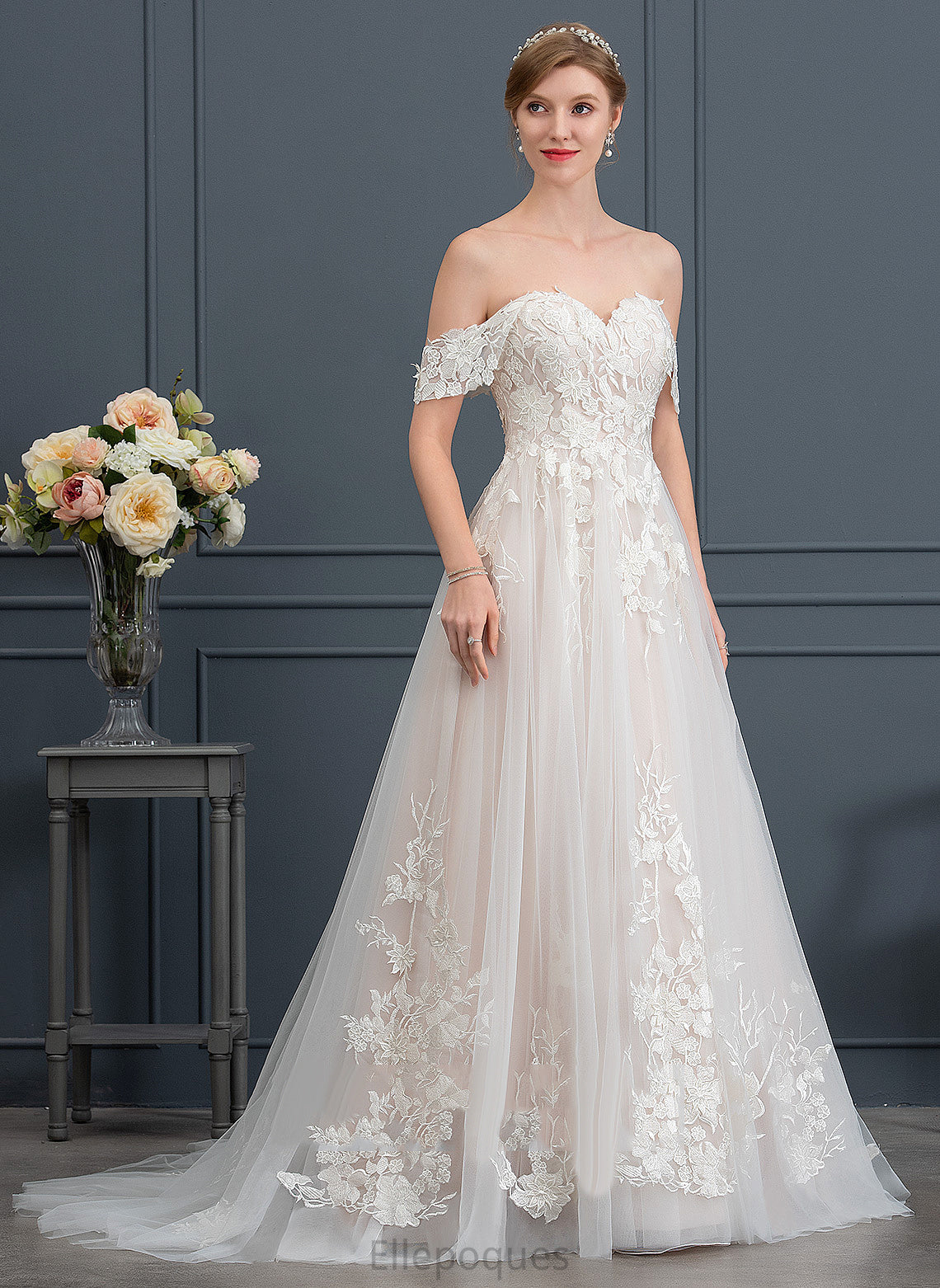 Wedding Train Lace Wedding Dresses Ball-Gown/Princess Tulle Sweep Dress Sweetheart Emerson