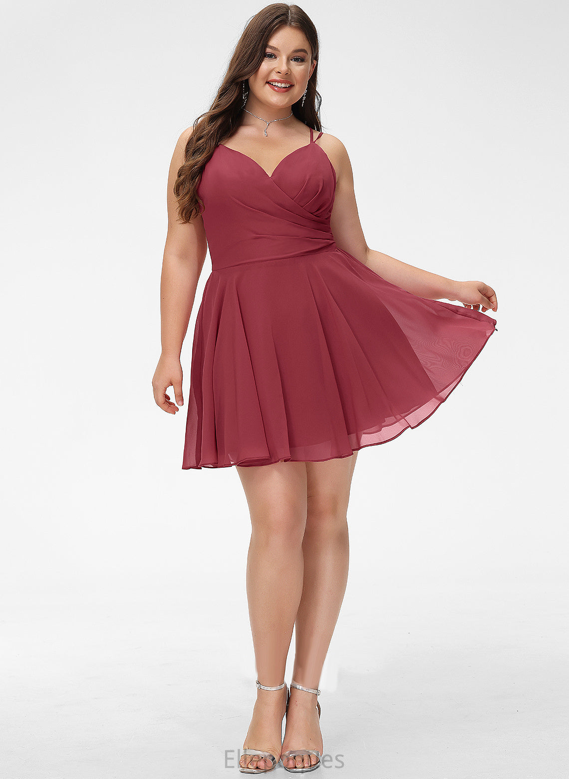 Short/Mini V-neck With Dress Homecoming Dresses Aniya Chiffon Ruffle Homecoming A-Line