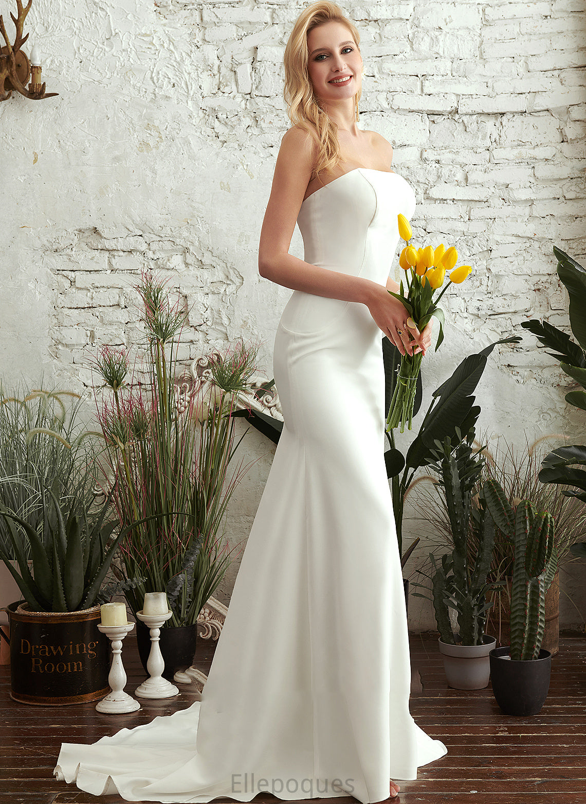 Dress Strapless Train Kylee Sweep Wedding Wedding Dresses Trumpet/Mermaid