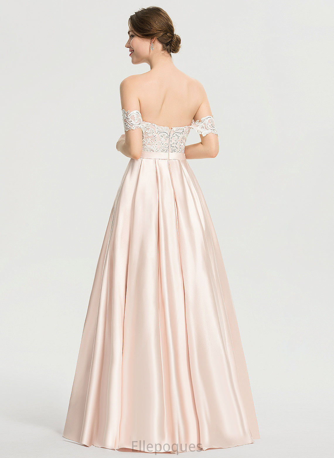 Off-the-Shoulder Wedding Dresses Sequins Satin Wedding With Lace Floor-Length Dress Ball-Gown/Princess Sahna