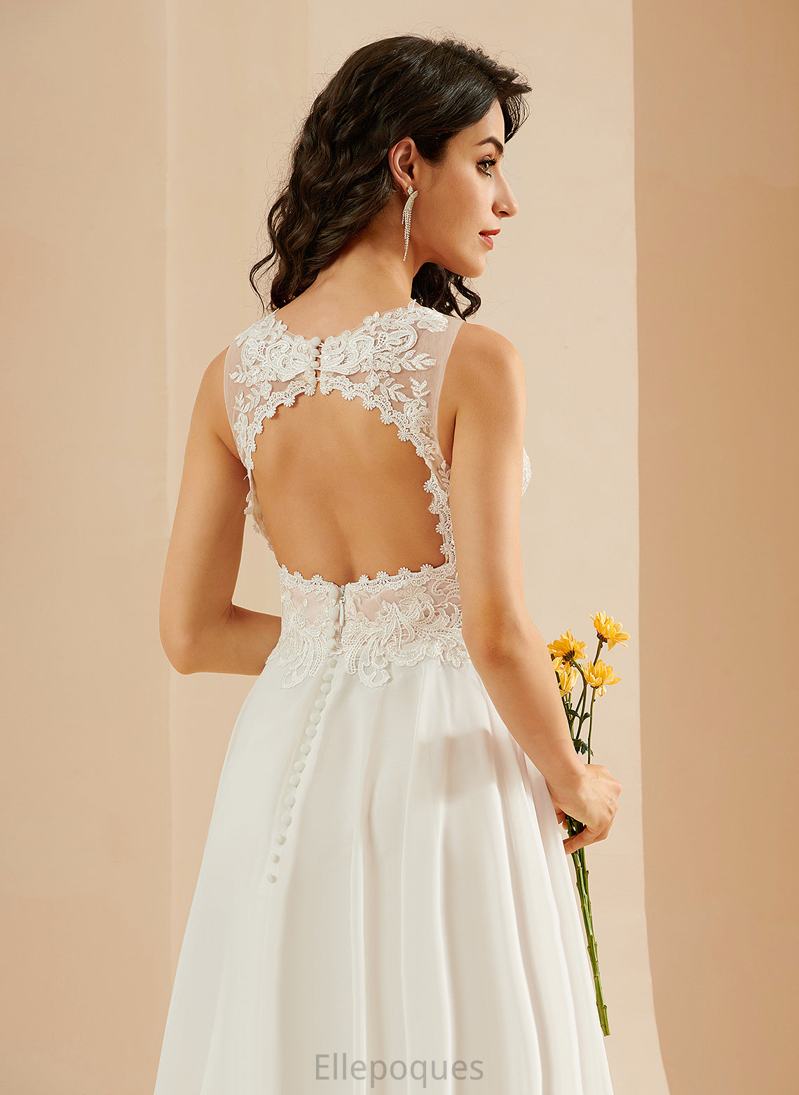 With Dress Lace V-neck Knee-Length Chiffon A-Line Wedding Sequins Wedding Dresses Meredith