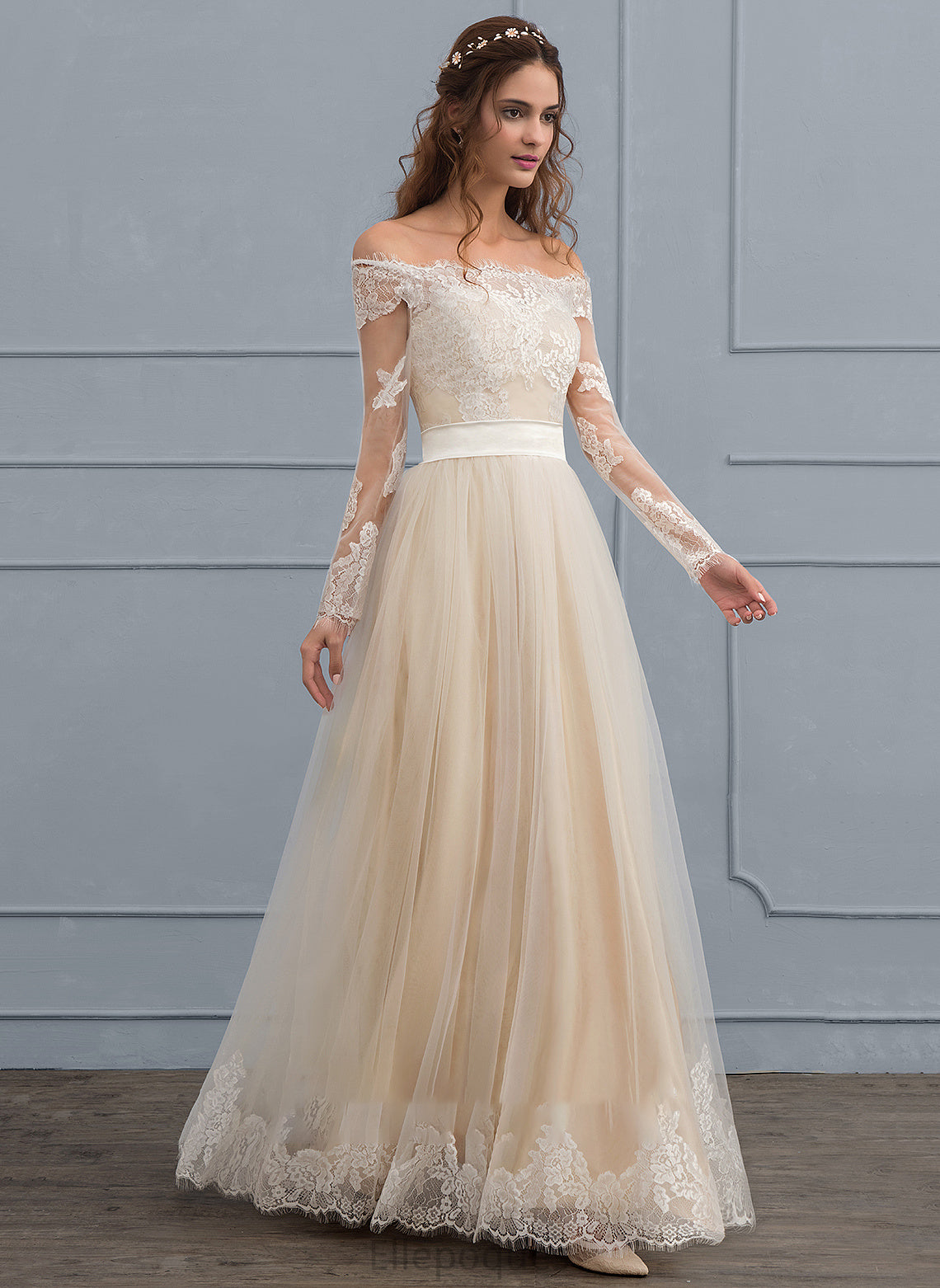 Wedding Ansley Lace Dress Floor-Length Wedding Dresses Tulle A-Line