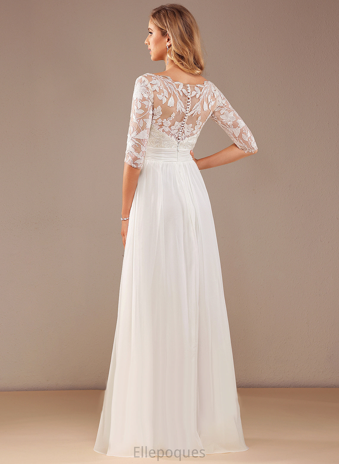 Lace Miah Floor-Length Ruffle V-neck Chiffon Wedding Wedding Dresses Sequins With Dress A-Line