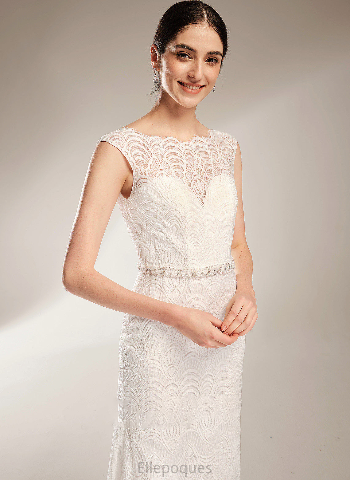 Scoop Elaine Dress Sheath/Column With Wedding Sequins Neck Beading Court Wedding Dresses Train