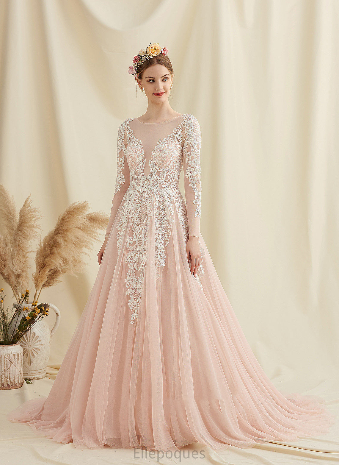 Lace Wedding Dresses Ayana Tulle Dress Scoop Neck Train Court Ball-Gown/Princess Wedding