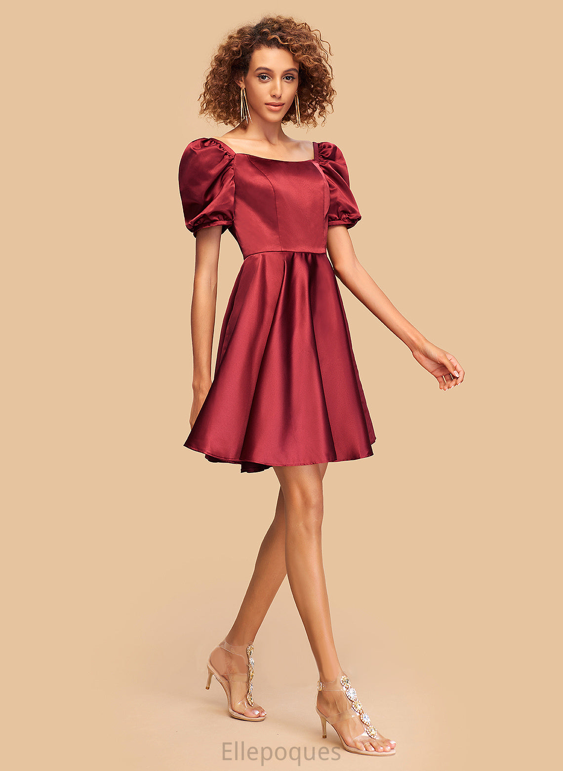 Homecoming Dresses A-Line Nancy Neckline Square Dress Homecoming Satin Short/Mini