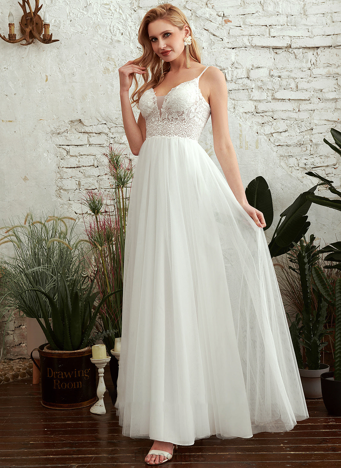 Ashanti Wedding V-neck Floor-Length Wedding Dresses Dress A-Line