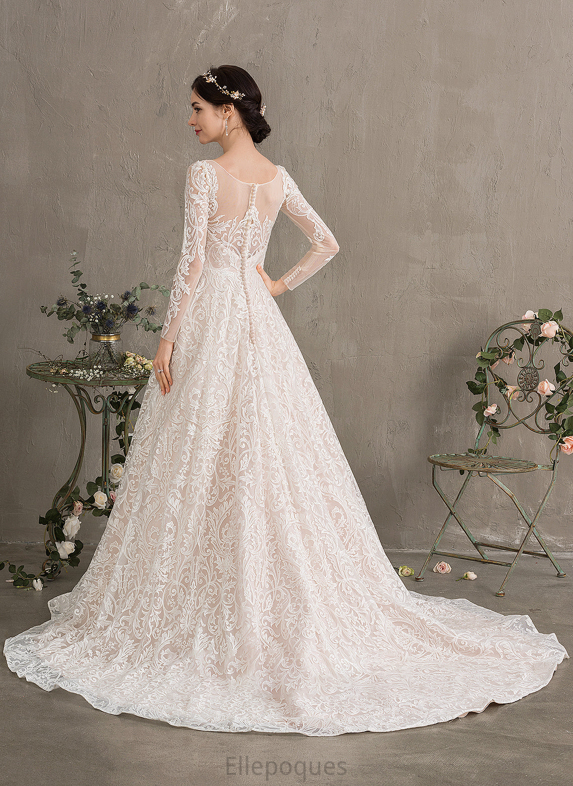 Court Illusion Train Wedding Annika Wedding Dresses Lace Ball-Gown/Princess Dress