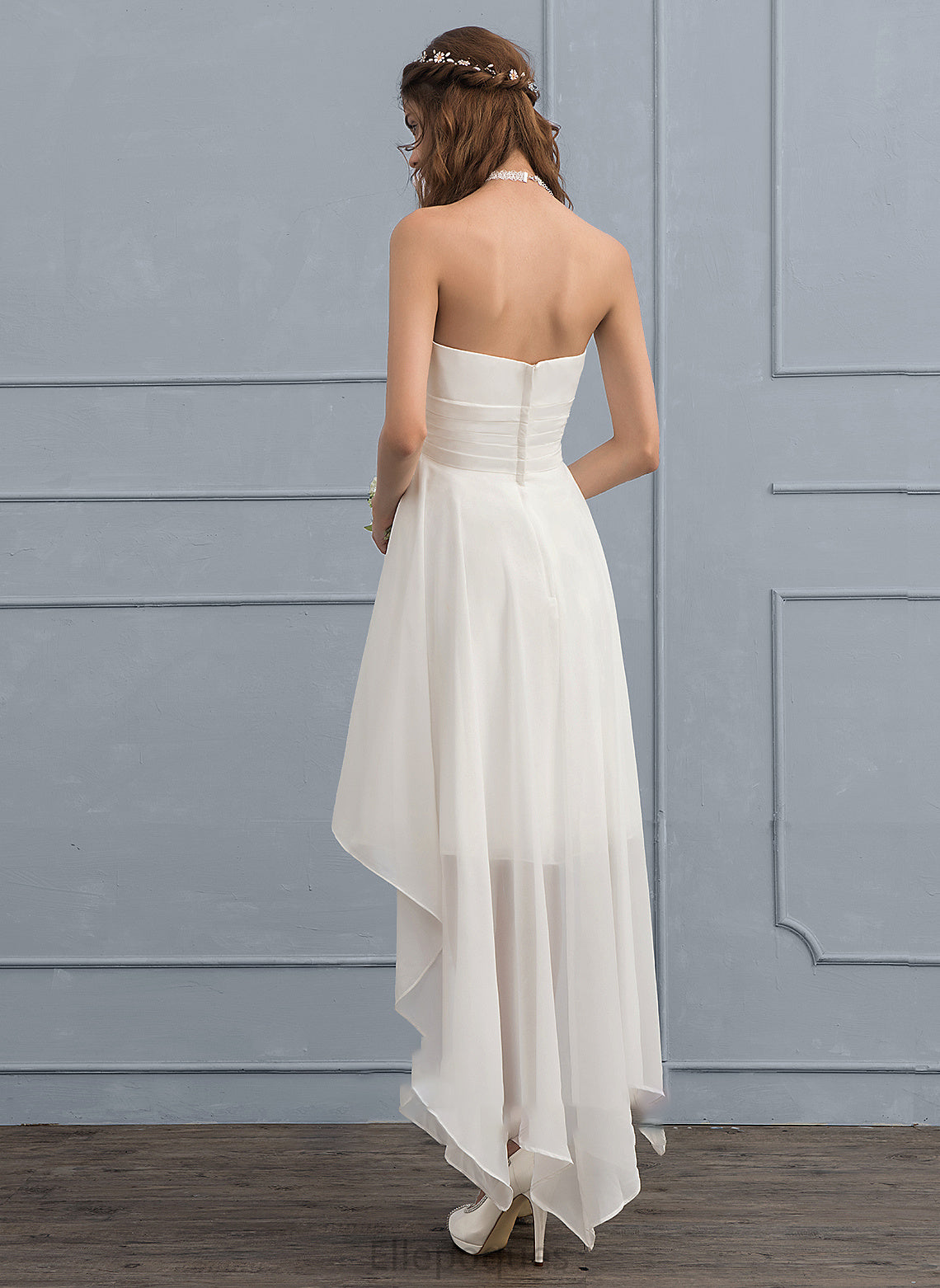 Diya Dress Asymmetrical Sweetheart Ruffle Chiffon Wedding Dresses With Wedding A-Line