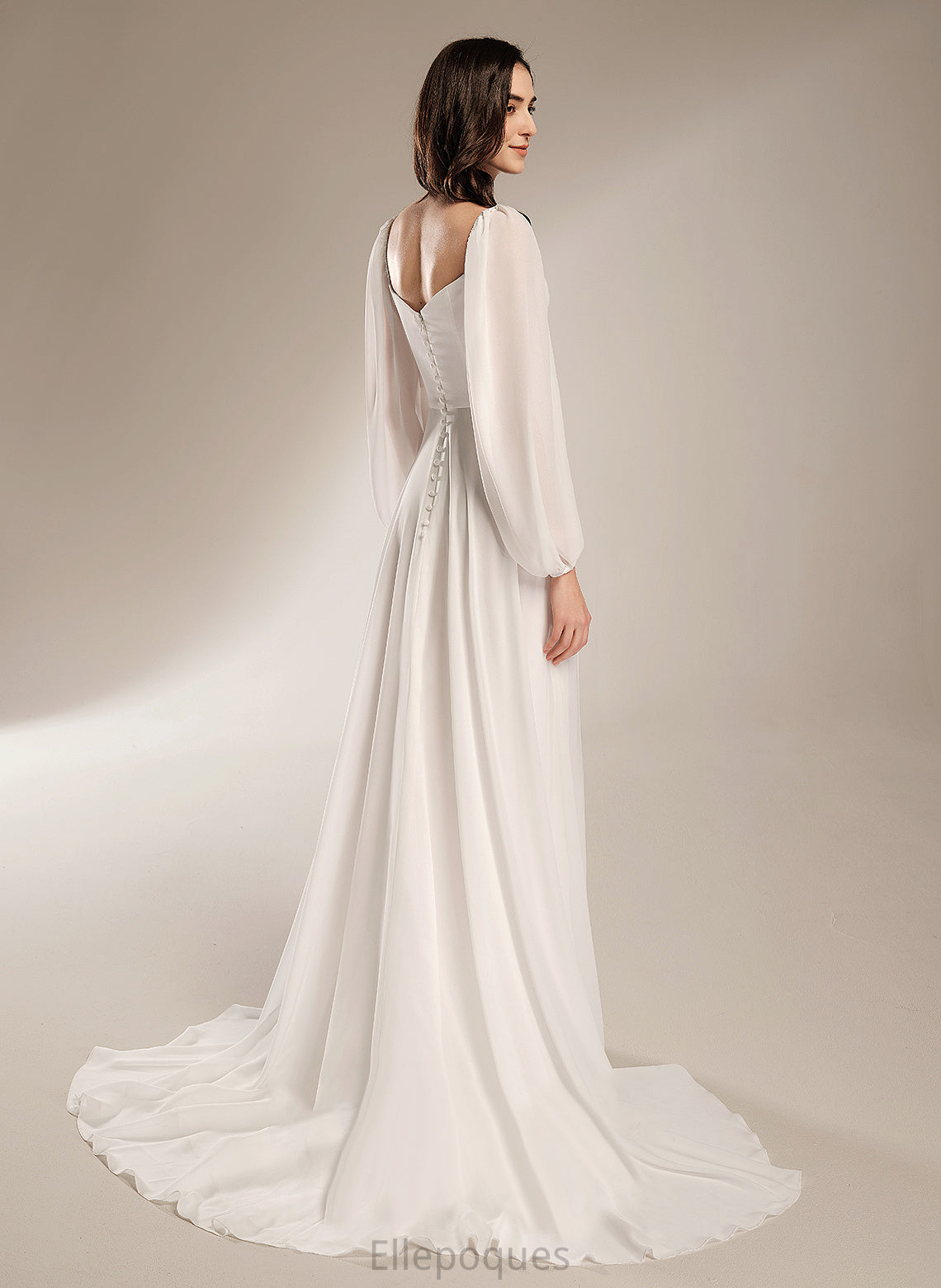 Chiffon Susie Wedding With Train Chapel Front A-Line Split Dress Wedding Dresses V-neck