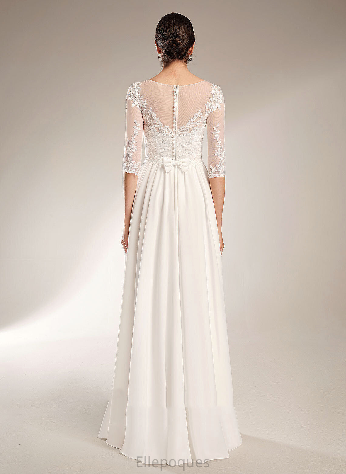 Sequins With Illusion Chiffon Dress Sandra A-Line Wedding Train Sweep Wedding Dresses