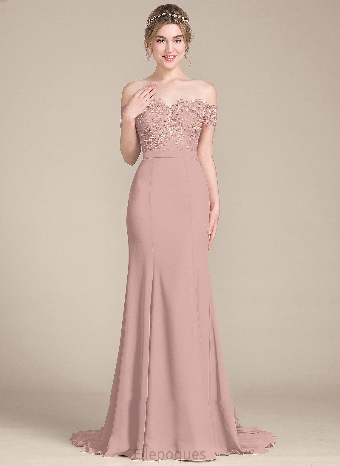 Train Lace Court Prom Dresses Mckinley With Sequins Off-the-Shoulder Chiffon Trumpet/Mermaid