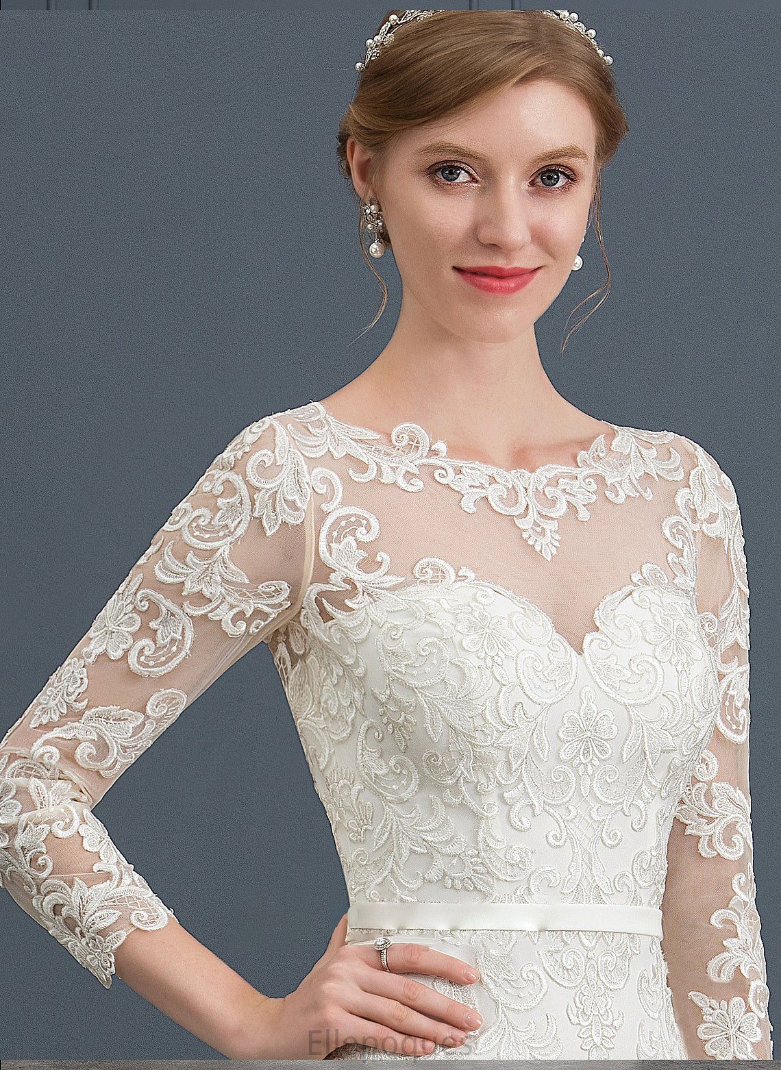 Crepe Illusion Lace Trumpet/Mermaid Monique Dress Stretch Wedding Dresses Train Wedding With Chapel