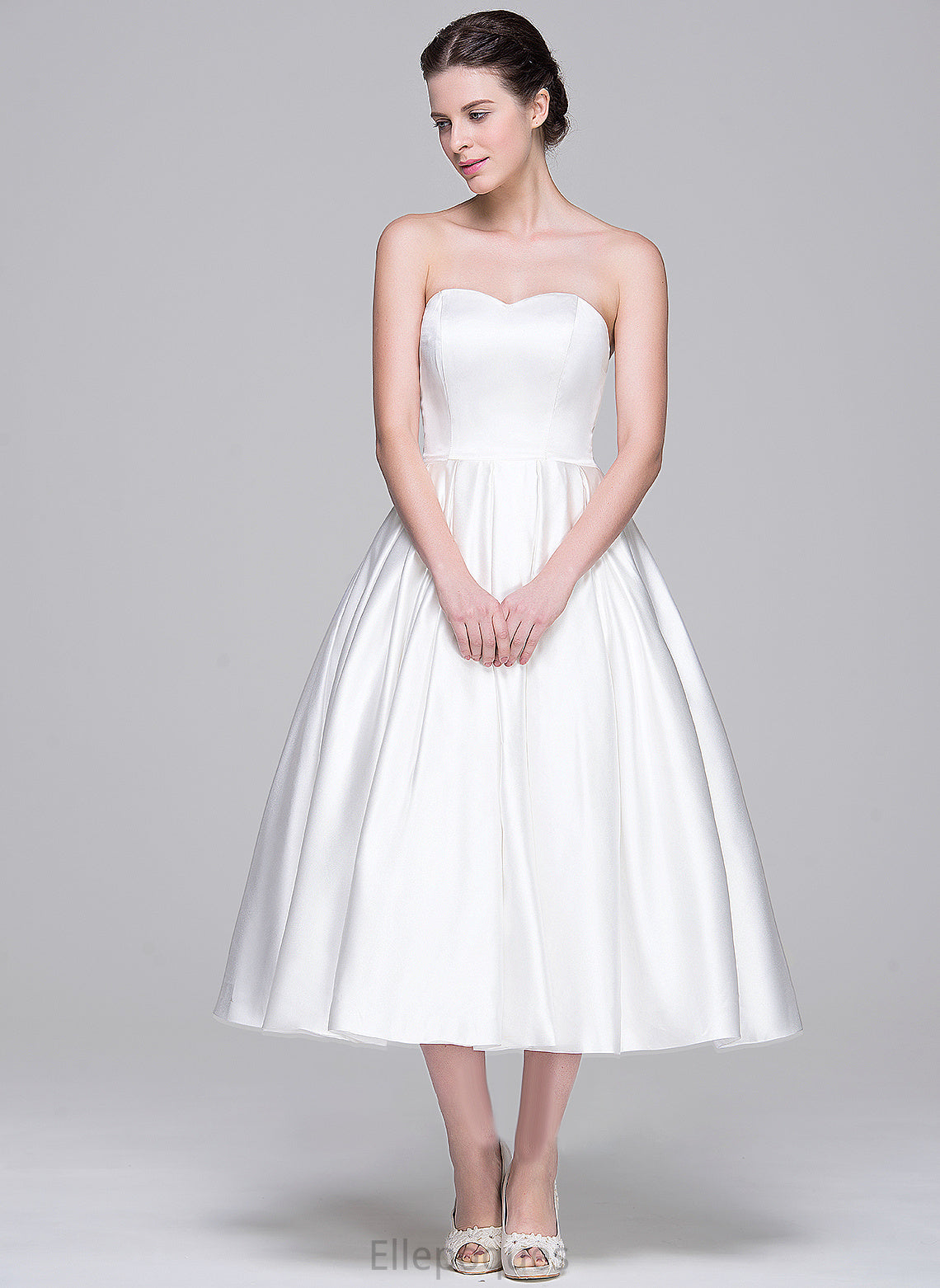 Wedding Dresses Pockets Dress Satin Ball-Gown/Princess Wedding Tea-Length Sweetheart With Giselle