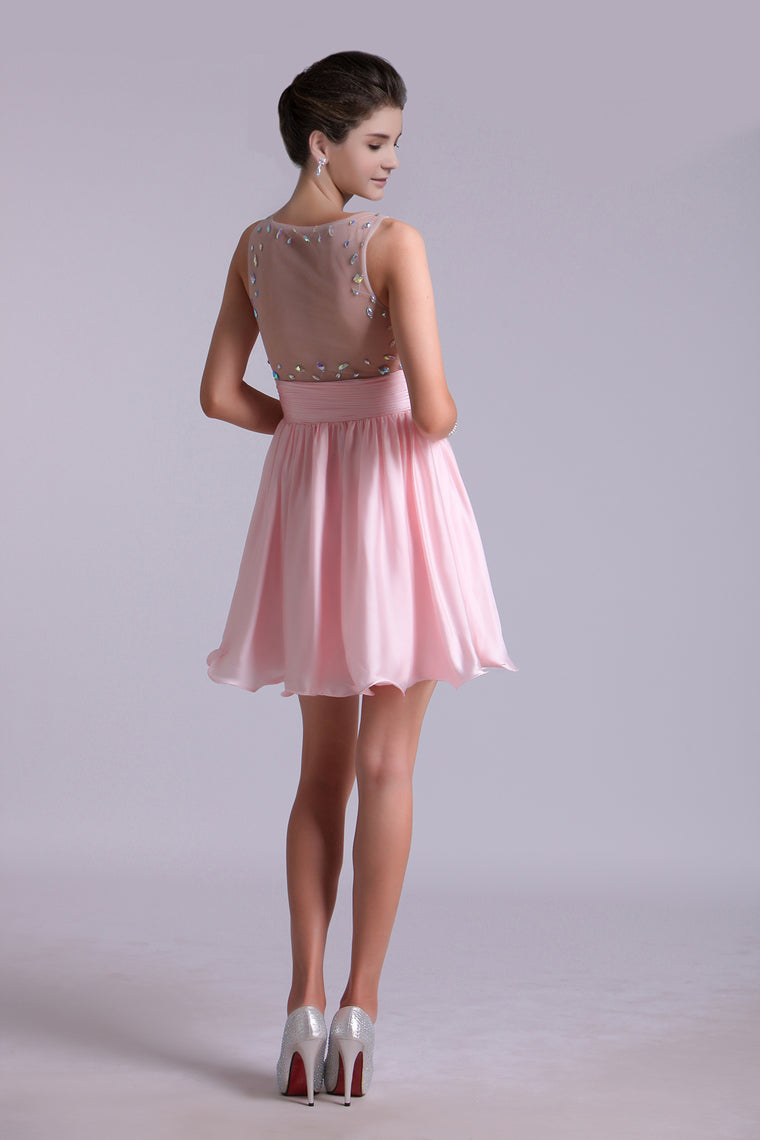 2024 Lovely Homecoming Dresses A Line Scoop Chiffon Short/Mini