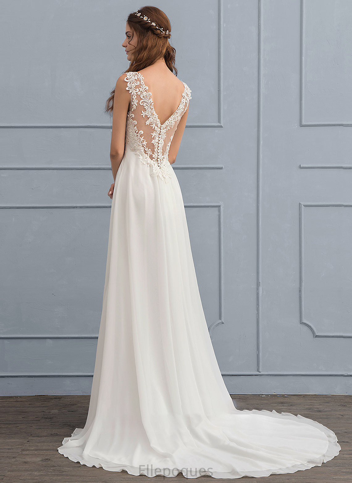 Sequins Wedding Wedding Dresses Court V-neck Chiffon Abbey With A-Line Train Dress Beading