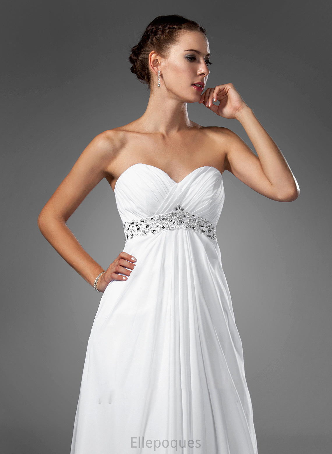 Empire Train Wedding With Sweep Beading Dress Jimena Ruffle Wedding Dresses Chiffon Sweetheart