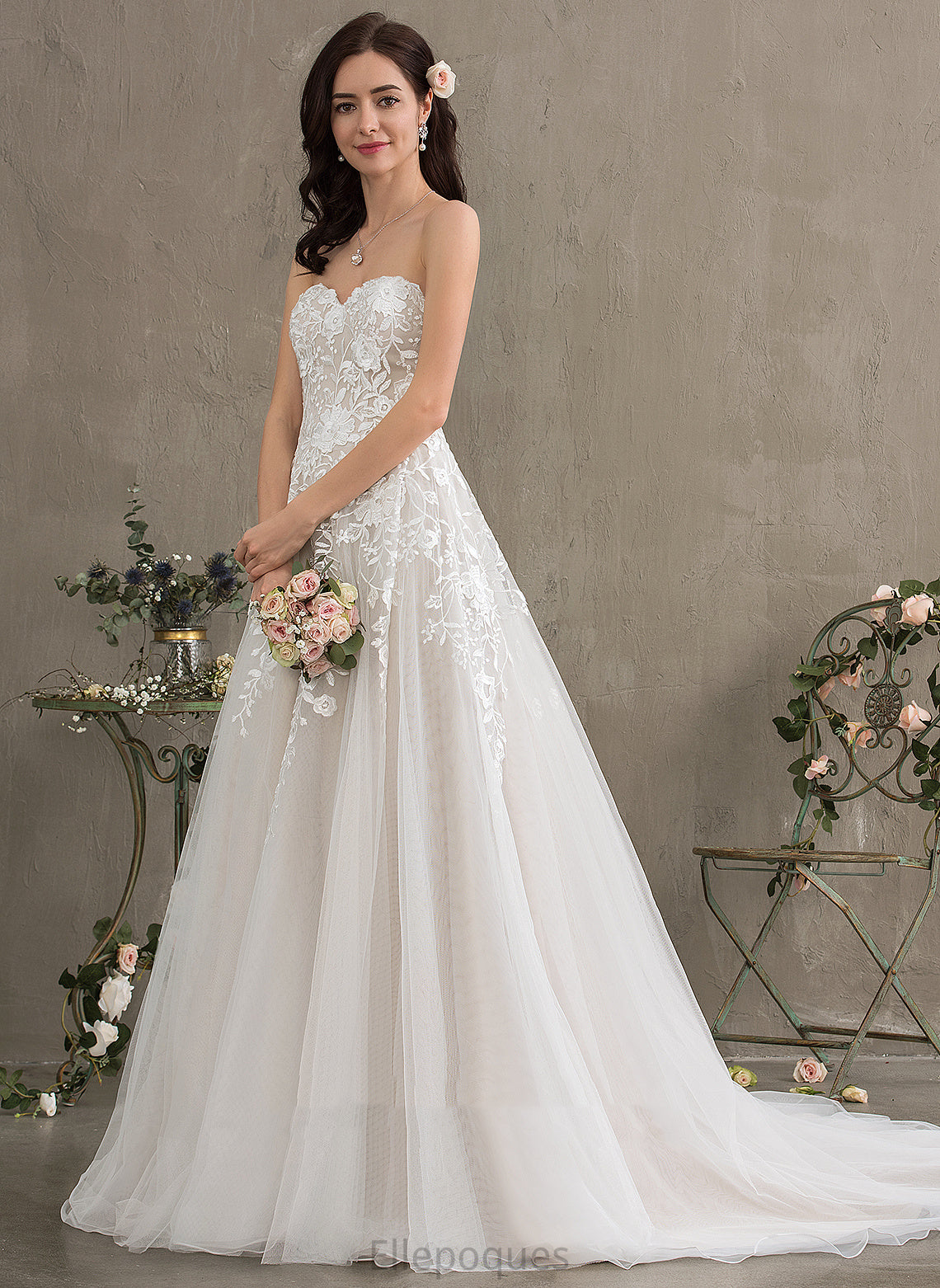 Train Court Wedding Tulle Ball-Gown/Princess Sweetheart Wedding Dresses Giselle Lace Dress