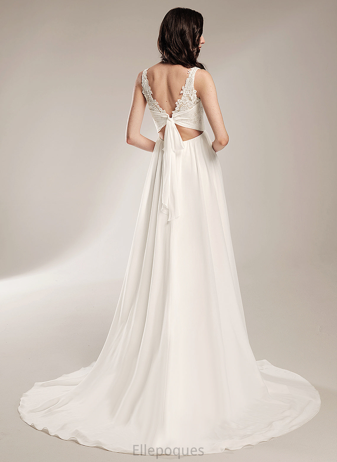 Train Lace Court Gia Wedding Dresses Chiffon A-Line V-neck Wedding With Dress