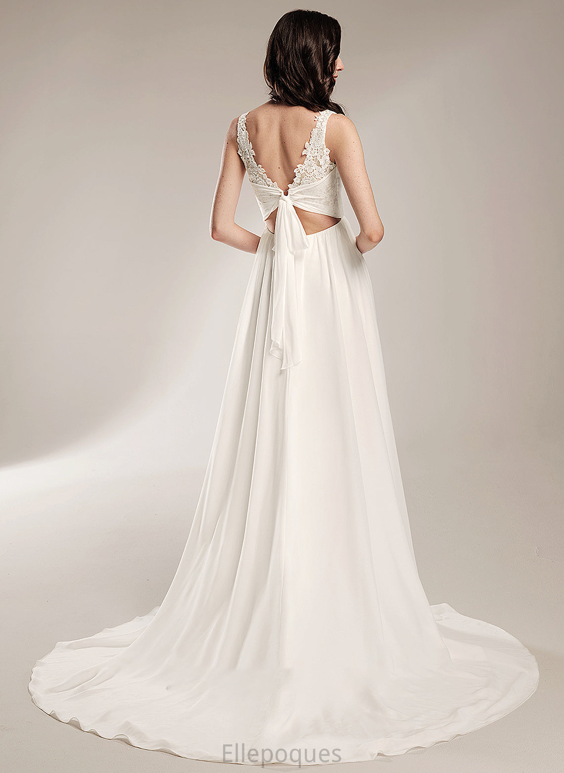 V-neck Wedding Dresses A-Line Janae Dress Court With Lace Wedding Train